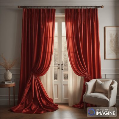silky red drapes showing the difference between curtains and drapes