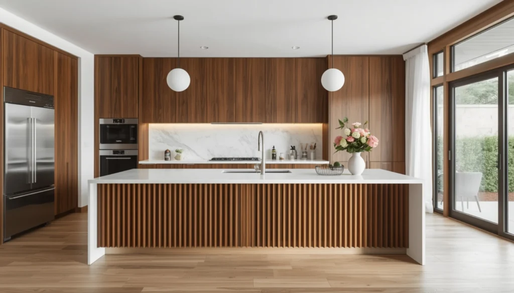 A Wood Slat Kitchen Island