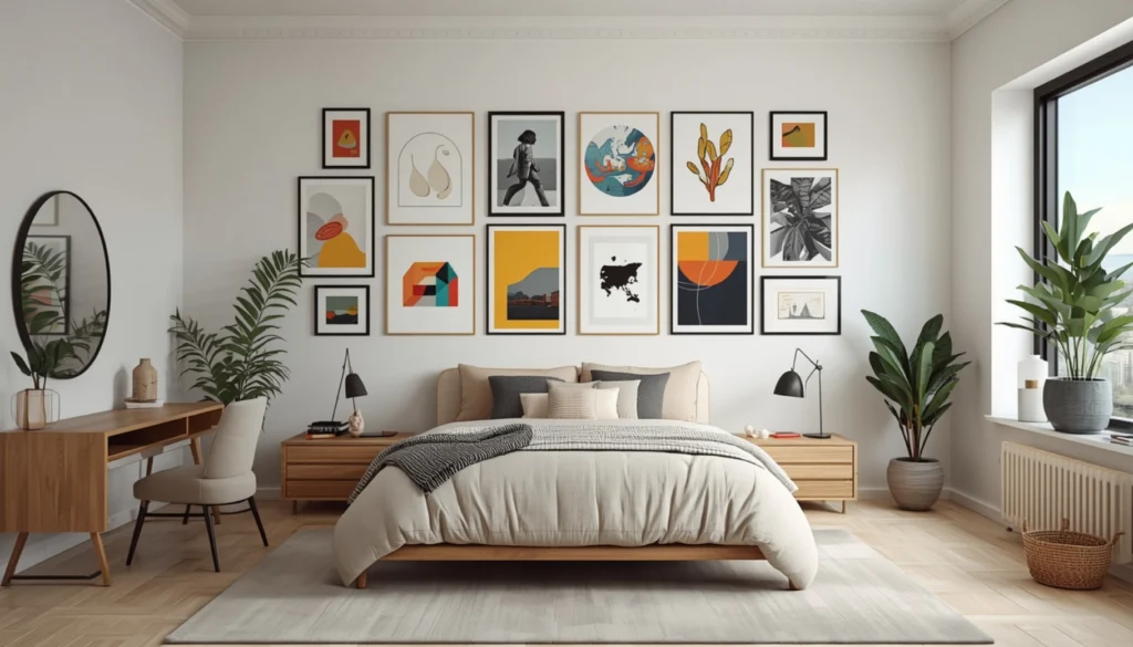 Artistic Gallery Wall Bedroom