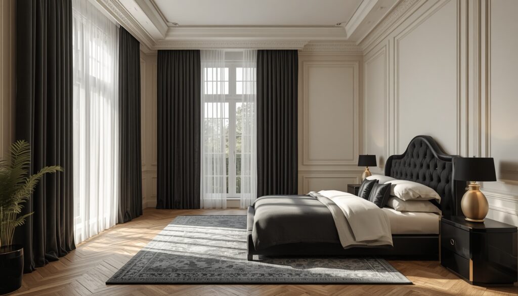  Black Linen Curtains with Full Length Drapes