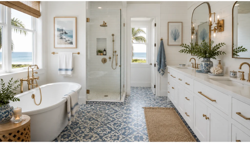 Blue Patterned Bathroom Tiles