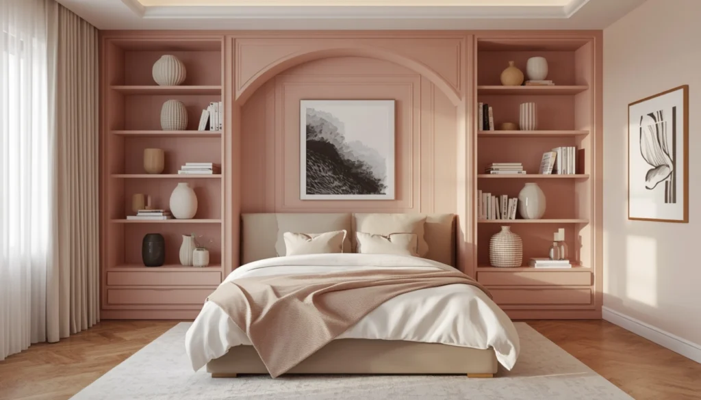 Built In Shelves with Stylish Decor