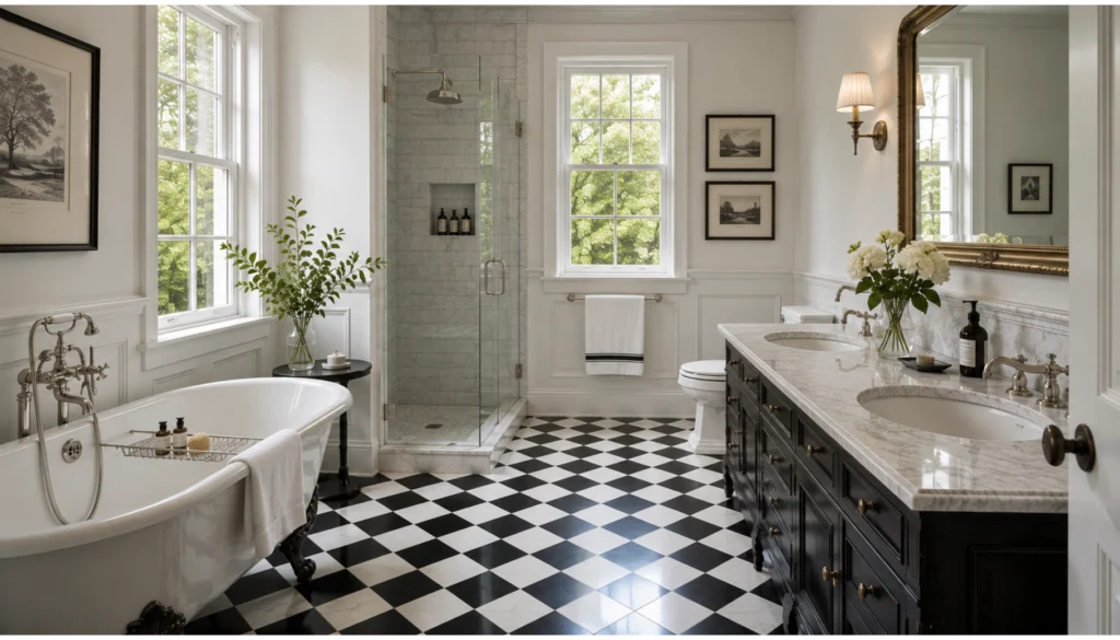 Checkerboard Bathroom Flooring