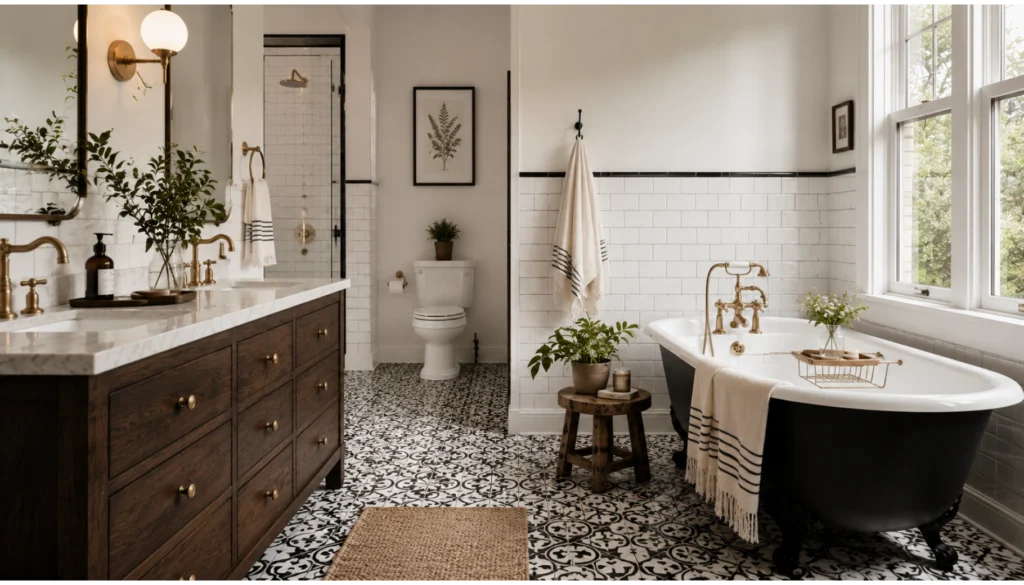 Classic Black and White Patterned Tiles