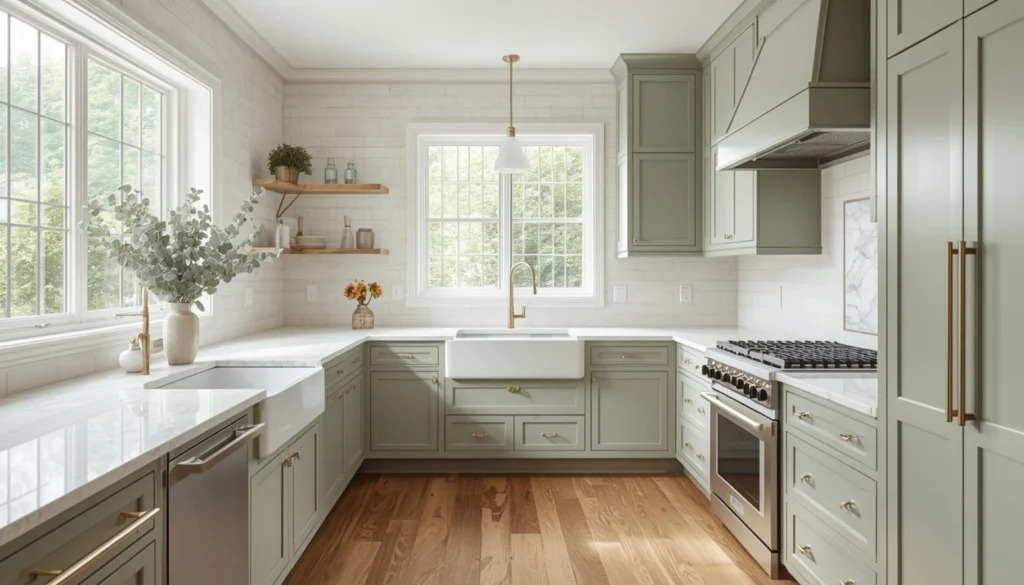 Classic Sage Green Shaker Cabinets