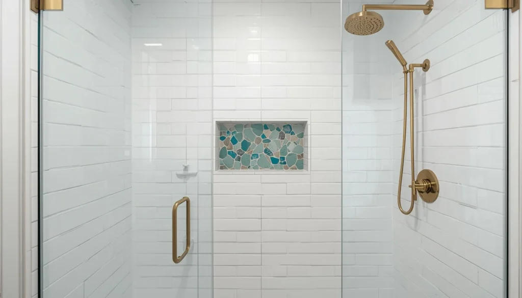 Coastal Spa Shower with Sea Glass Niche