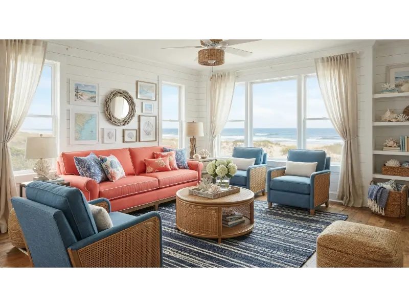 Coral and Coastal Blue Escape