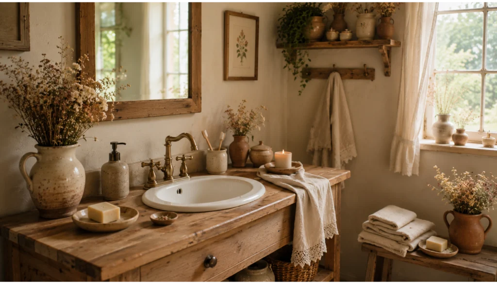 Cottagecore Bathroom with Handmade Ceramic Decor