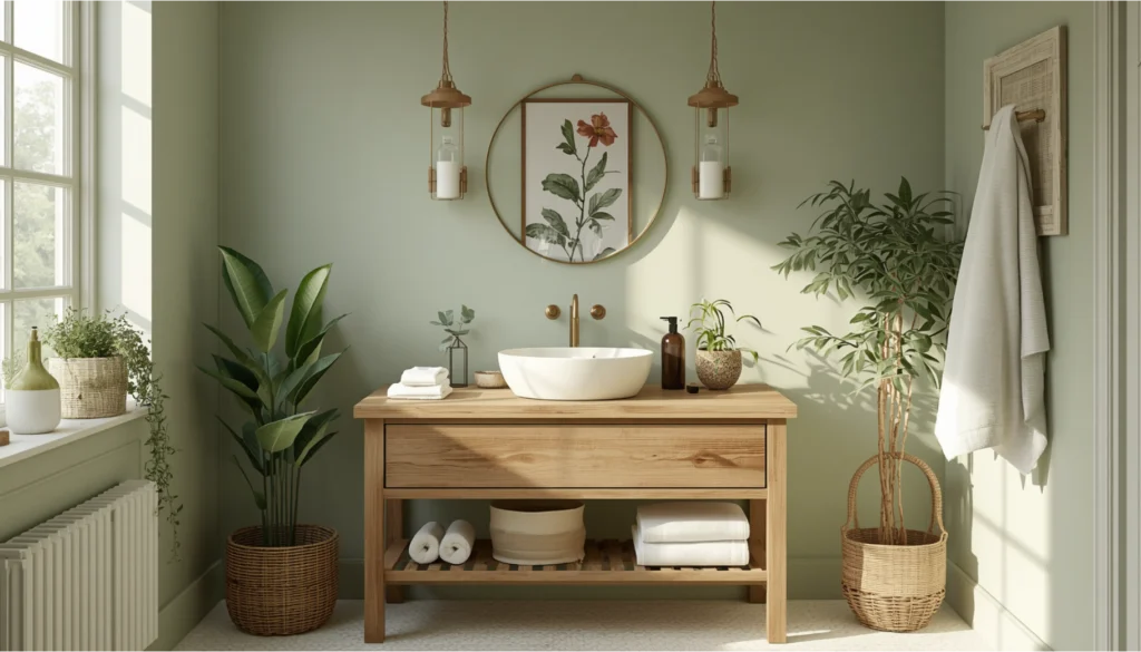 Cottagecore Bathroom with Soft Green Accents