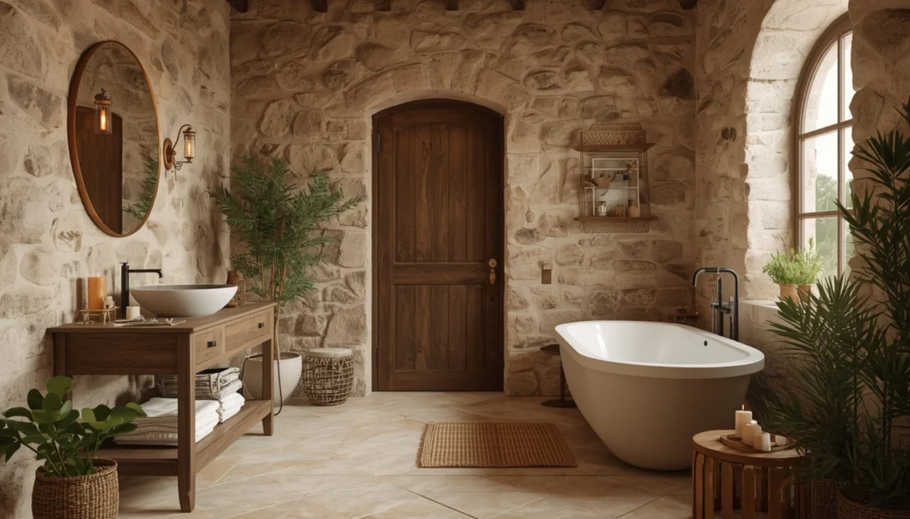 Cozy Cottage Bathroom with Natural Stone Elements