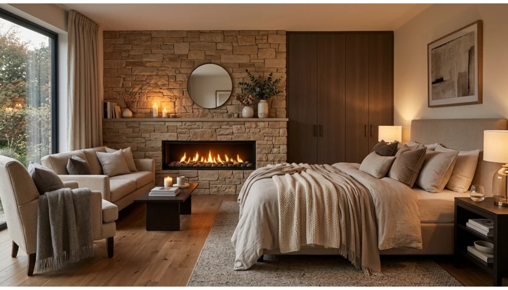 Cozy Fireplace Bedroom Escape