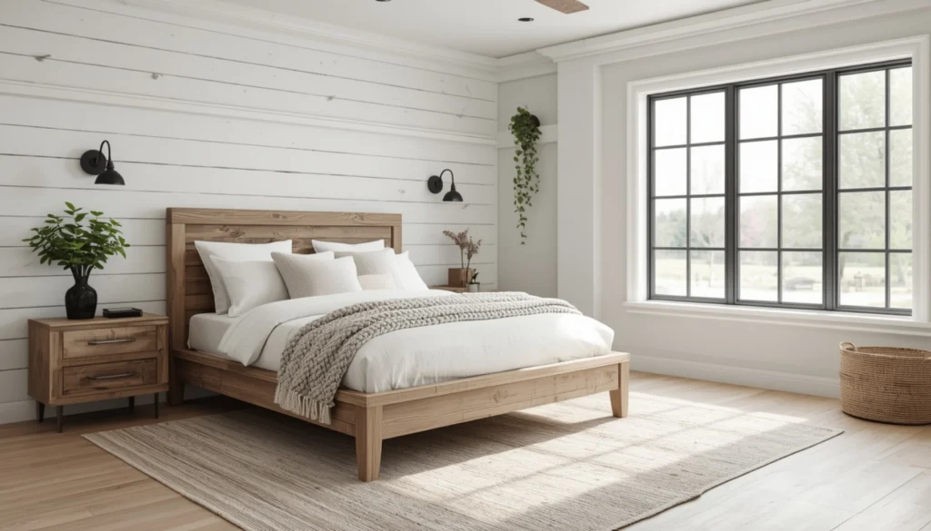 Create a Warm Retreat With a White Shiplap Accent Wall
