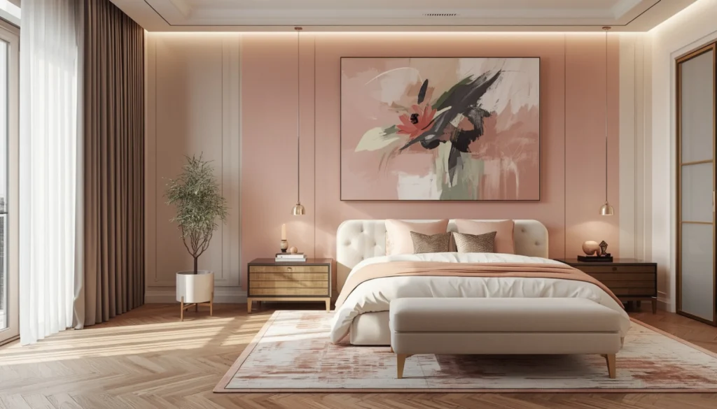 Design a Pink Accent Wall with Large Artwork