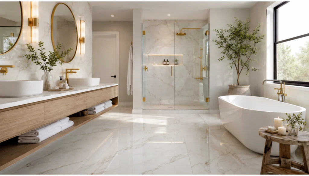Elegant Marble Look Tile Flooring
