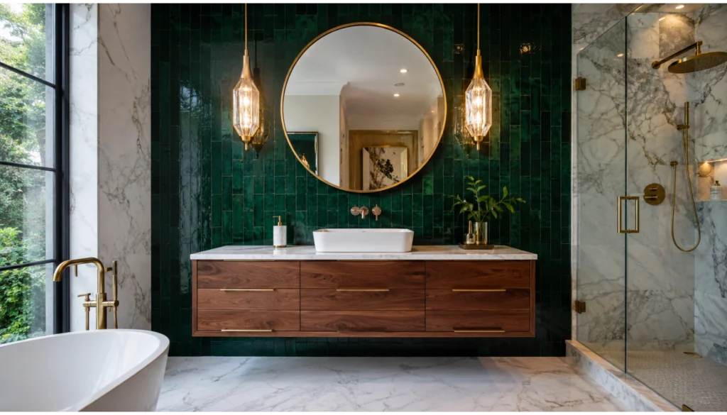 Emerald Green Accent Bathroom