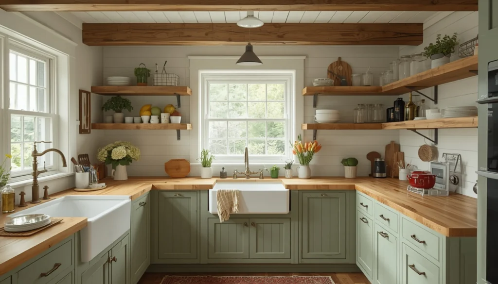 Farmhouse Kitchen with Sage Green Charm