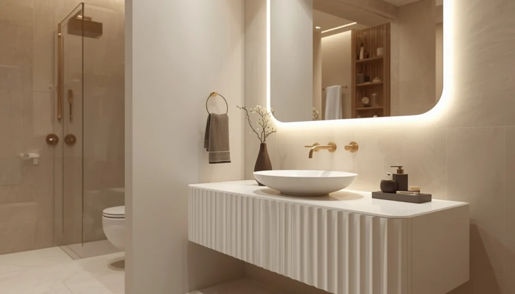 Fluted Vanity with Integrated Sink