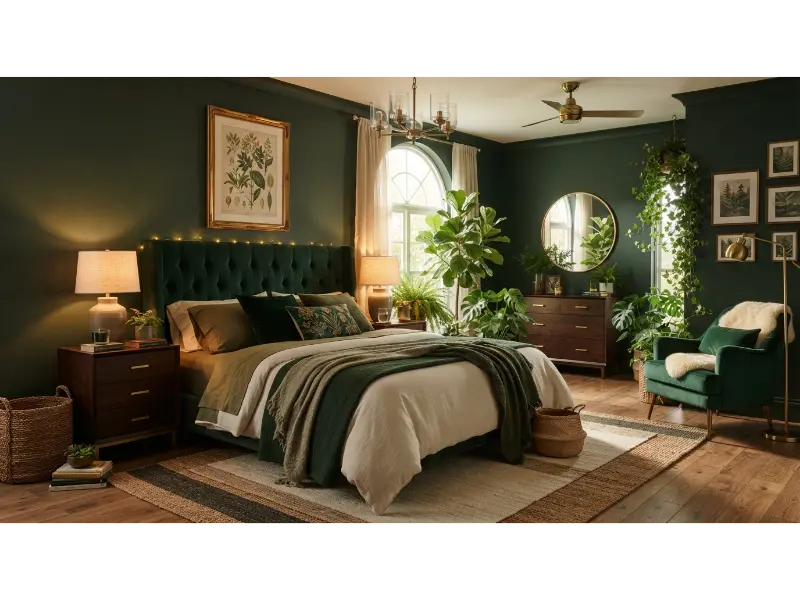 Forest Green Bedroom for a Luxurious Nature Inspired Look