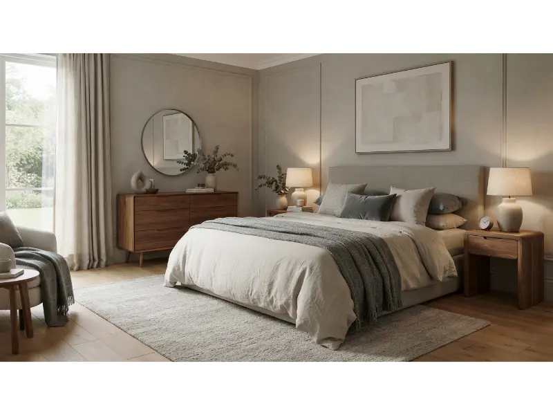 Greige Bedroom for a Stylish Contemporary Feel