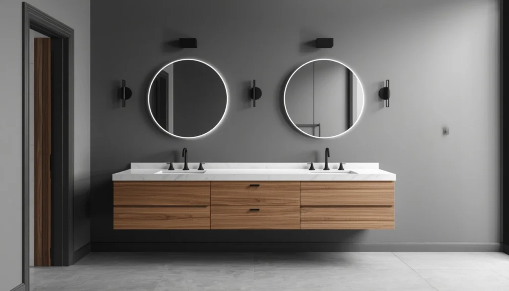 Grey Bathroom with Double Vanity