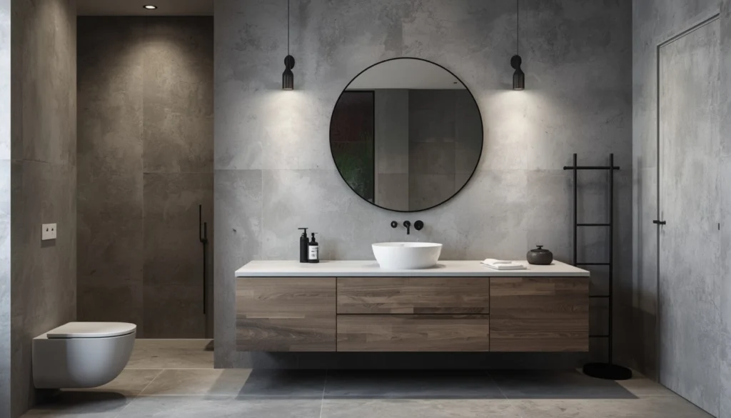 Grey Bathroom with Textured Walls