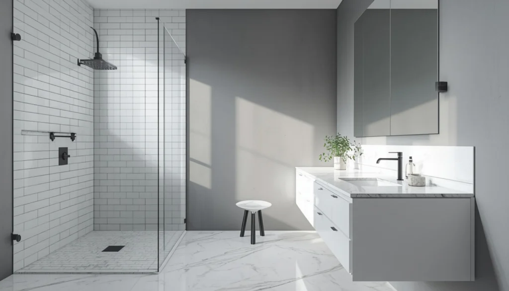 Grey and White Modern Bathroom
