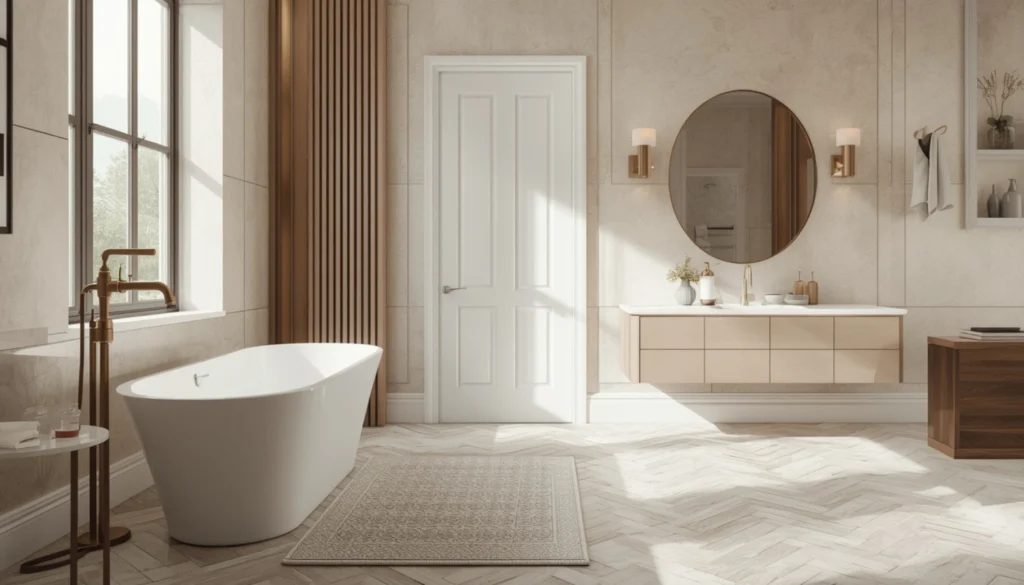 Herringbone Bathroom Flooring