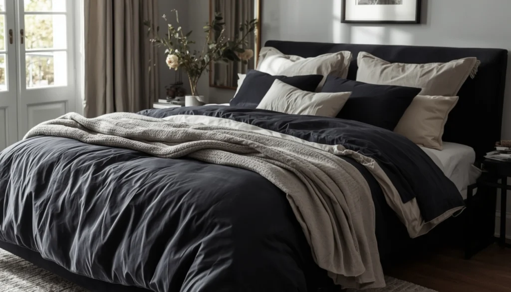  Layered Black and Cream Bedding