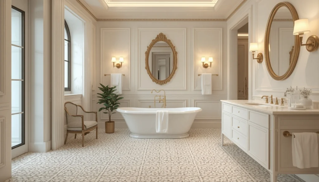Marble Mosaic Floor with Neutral Walls