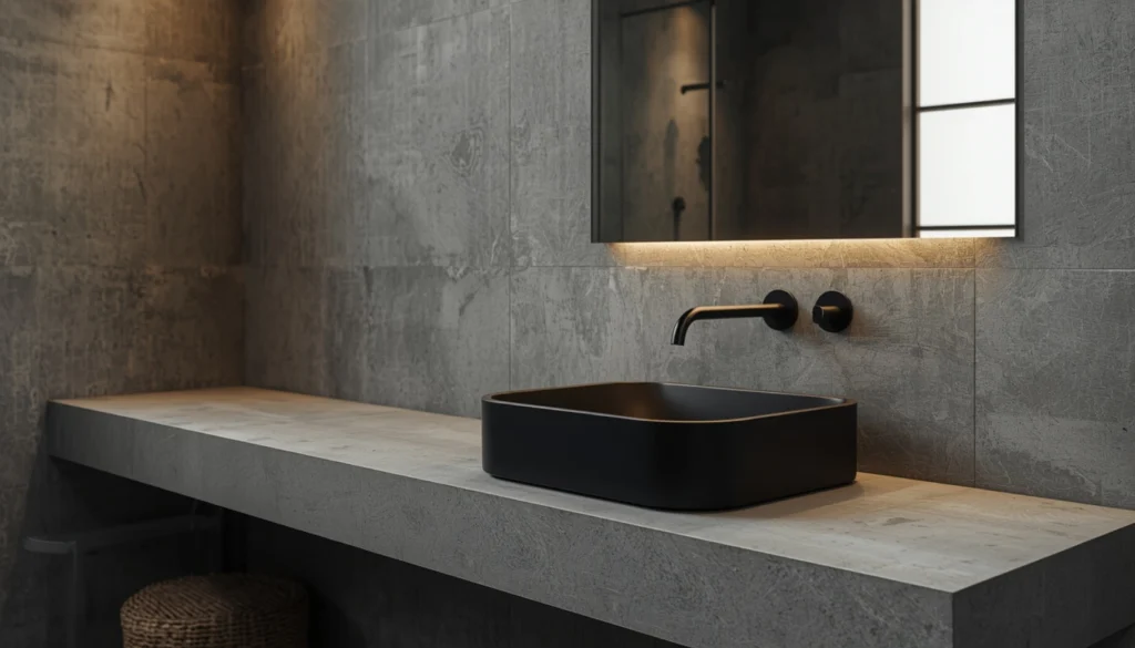 Matte Black Sink with Concrete Vanity