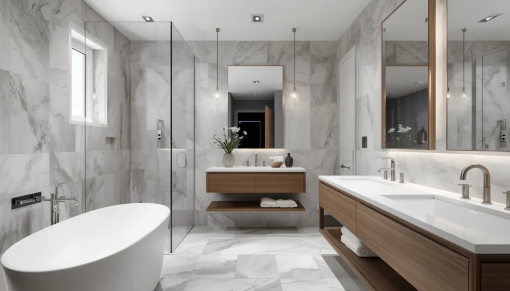 Mixed Finish White Tile Design