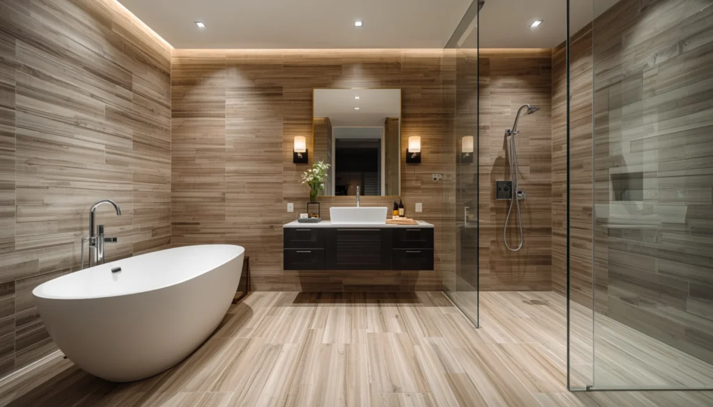 Mixed Material Bathroom Flooring
