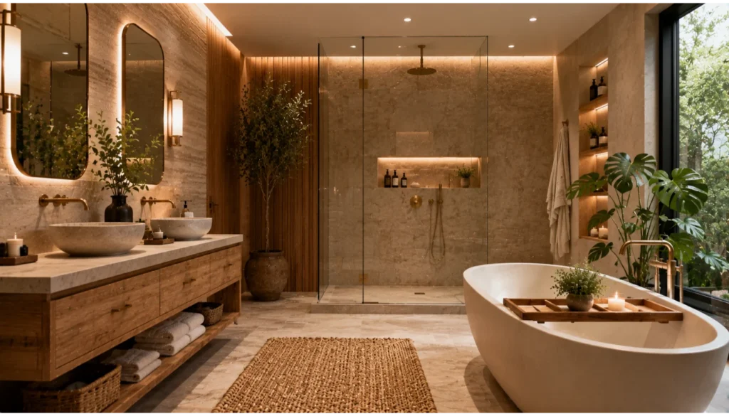 Natural Wood Bathroom Design