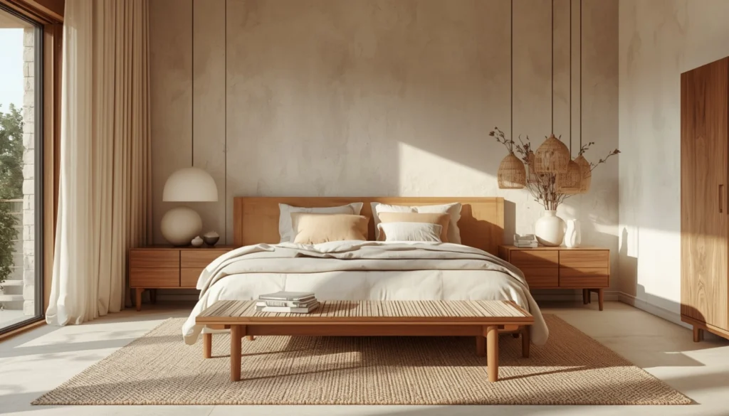 Natural Wood and Organic Texture Bedroom