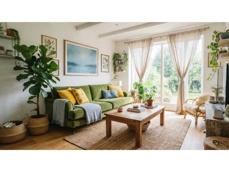 Nature Inspired Colorful Living Room