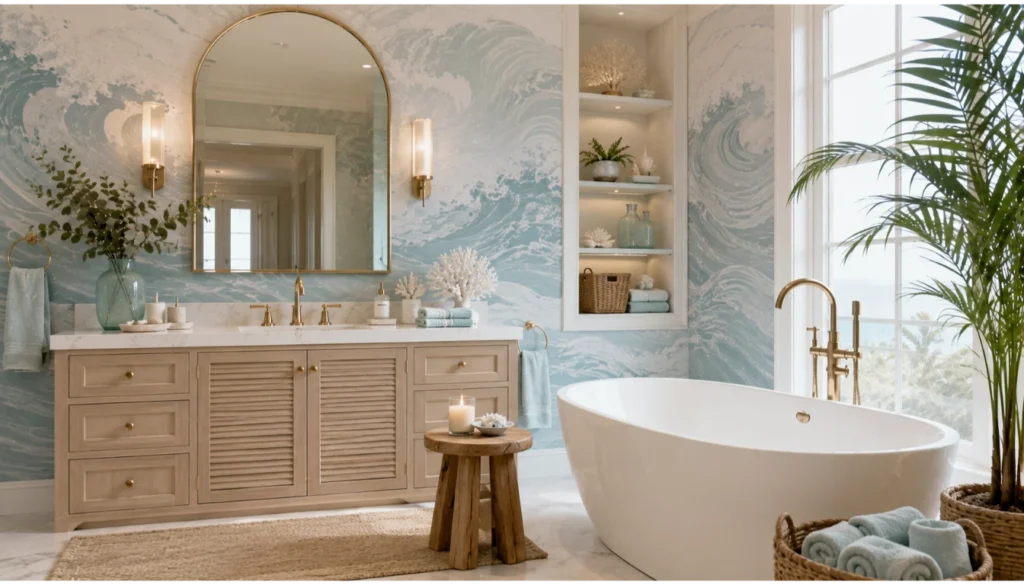 Ocean Wave Wallpaper Accent Wall