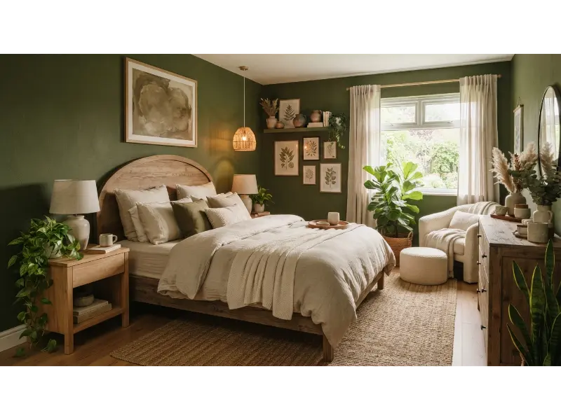 Olive Green Bedroom for a Rich Organic Feel