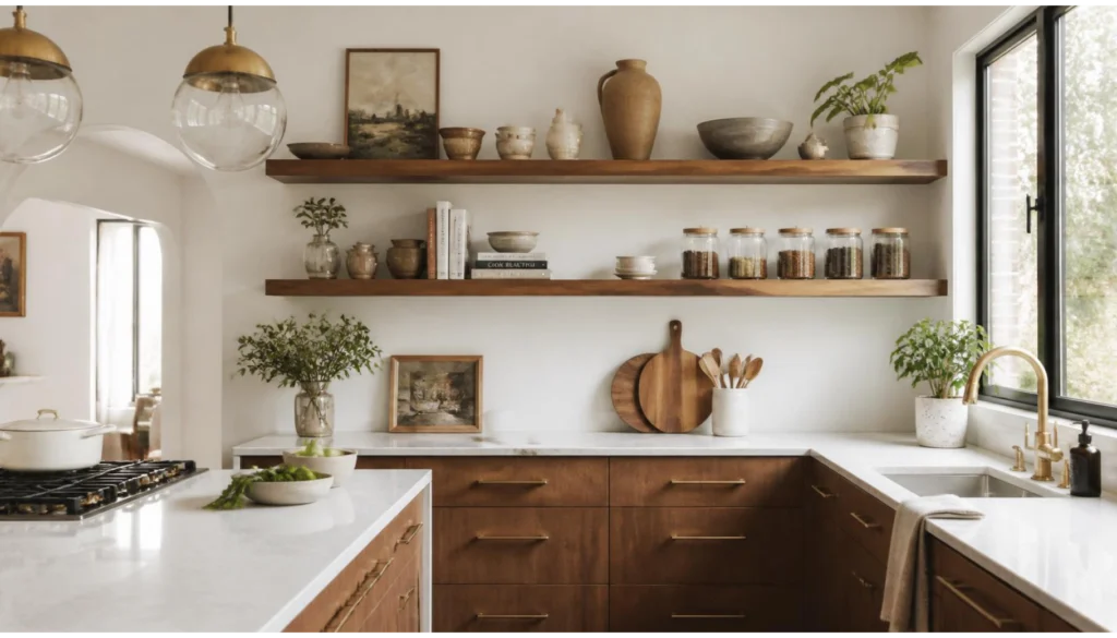 Open Shelving with Curated Vintage Decor