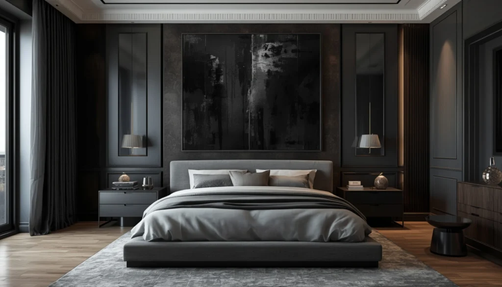 Oversized Black Artwork as a Focal Point