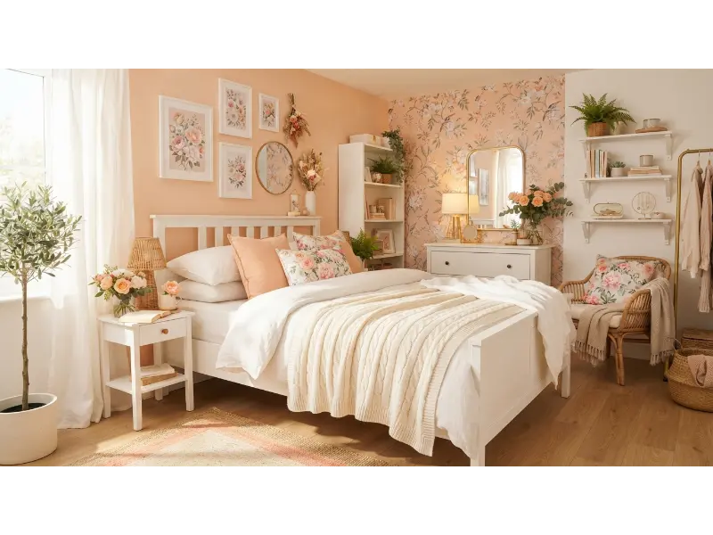 Peach Bedroom for a Fresh and Cheerful Space