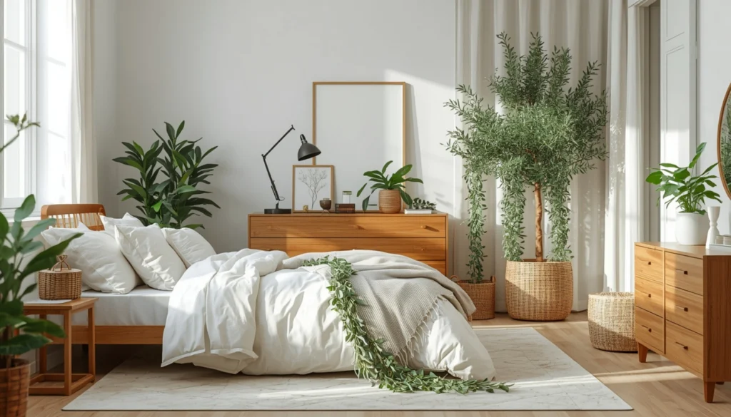 Romantic Bedroom with Indoor Plants