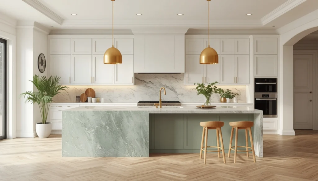 Sage Green Kitchen Island as the Focal Point