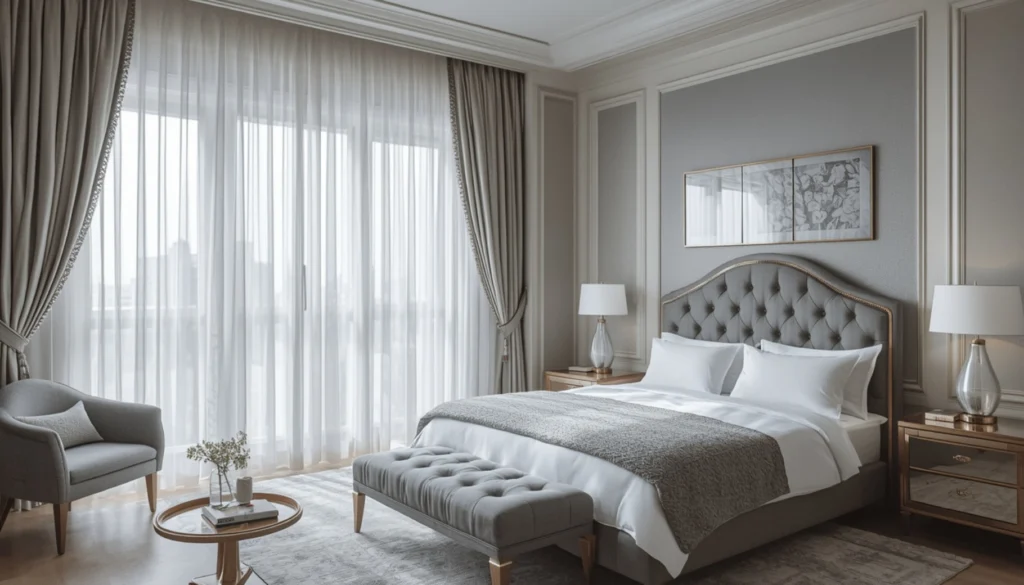 Silver Curtains with Soft Natural Light