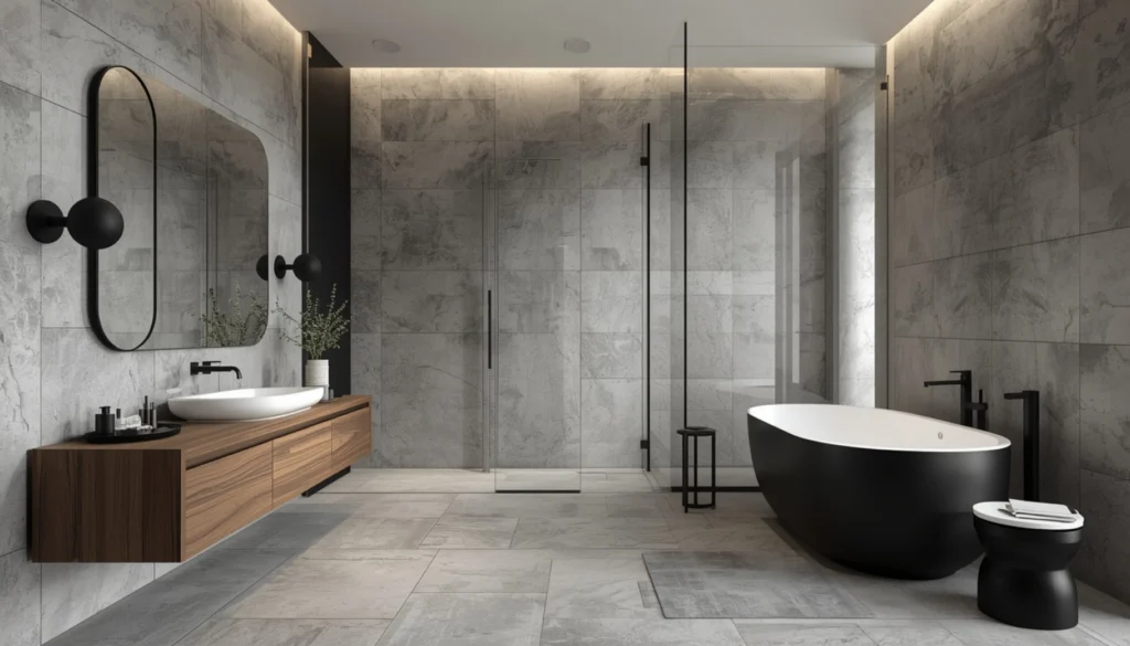 Soft Gray Concrete Look Tiles