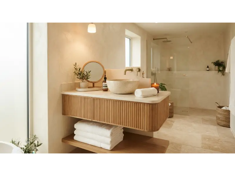 Soft Neutral Colors for a Calm Bathroom Atmosphere