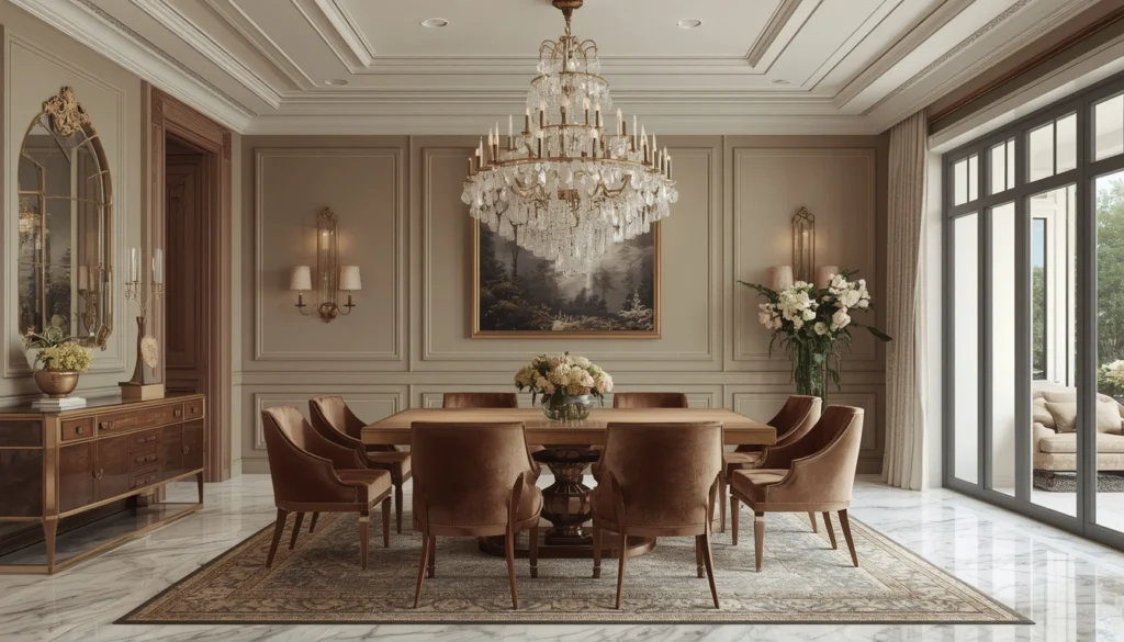 Statement Chandelier Above the Dining Table