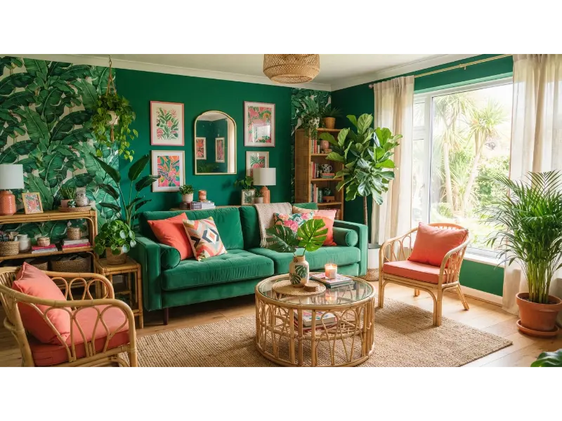 Tropical Inspired Colorful Living Room