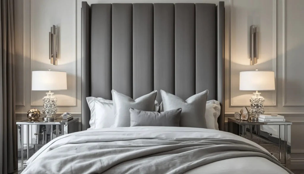 Velvet Headboard with Metallic Accents