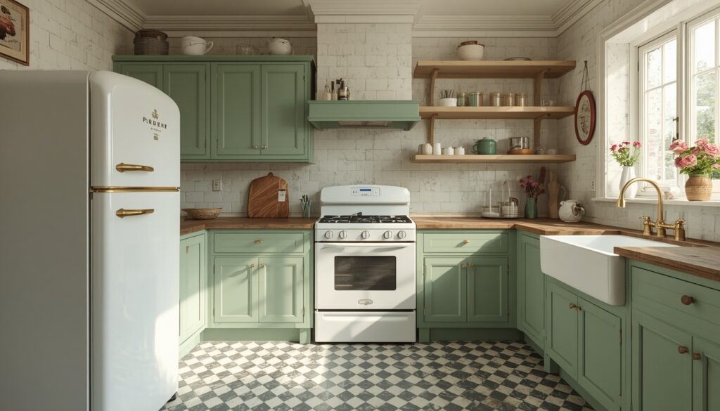 Vintage Inspired Sage Green Kitchen