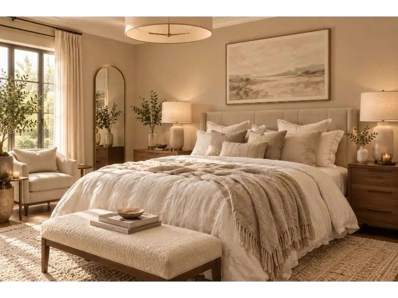 Warm Beige Bedroom for a Cozy Elegant Look